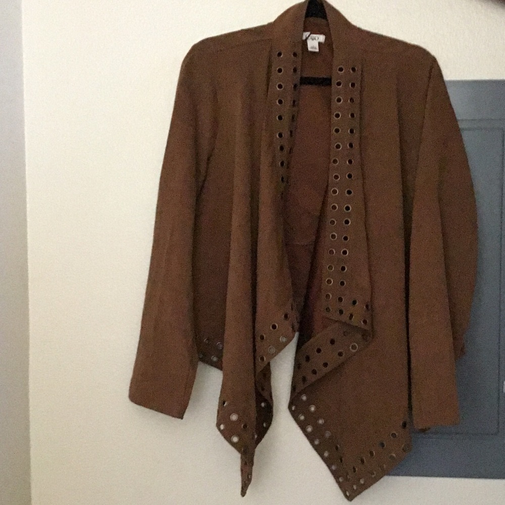 Jacket with grommet detail, suede like material